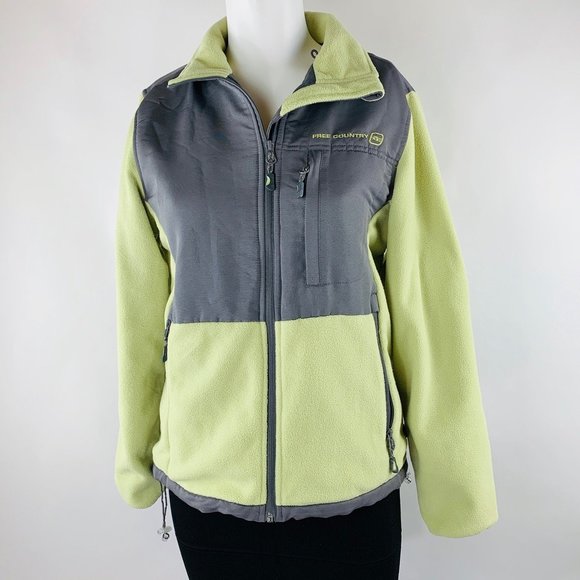 Free Country Women's Color Block Gray and Mint Green Full Zip Fleece Size Small - Picture 2 of 8